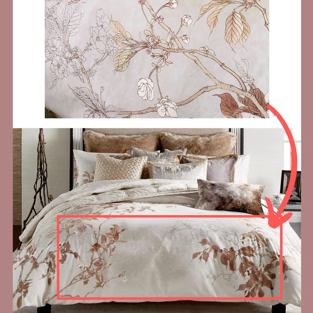 USED $350 Michael Aram [ Queen ]‎ Antique Cherry Blossom Duvet Cover